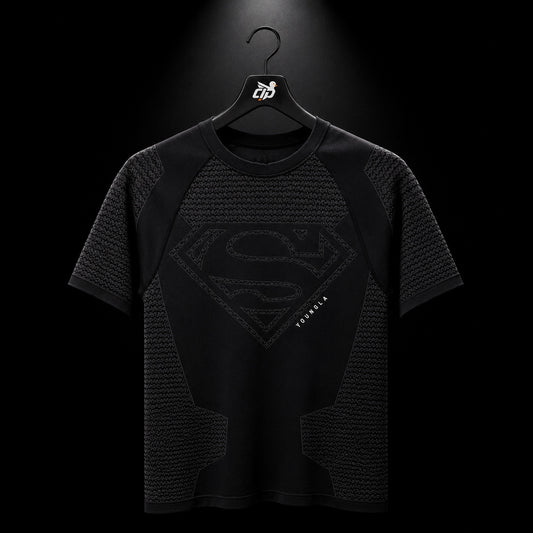 YoungLA 4117 Superman Compression Tees Black, vista frontal — Crazy!Duck Hype