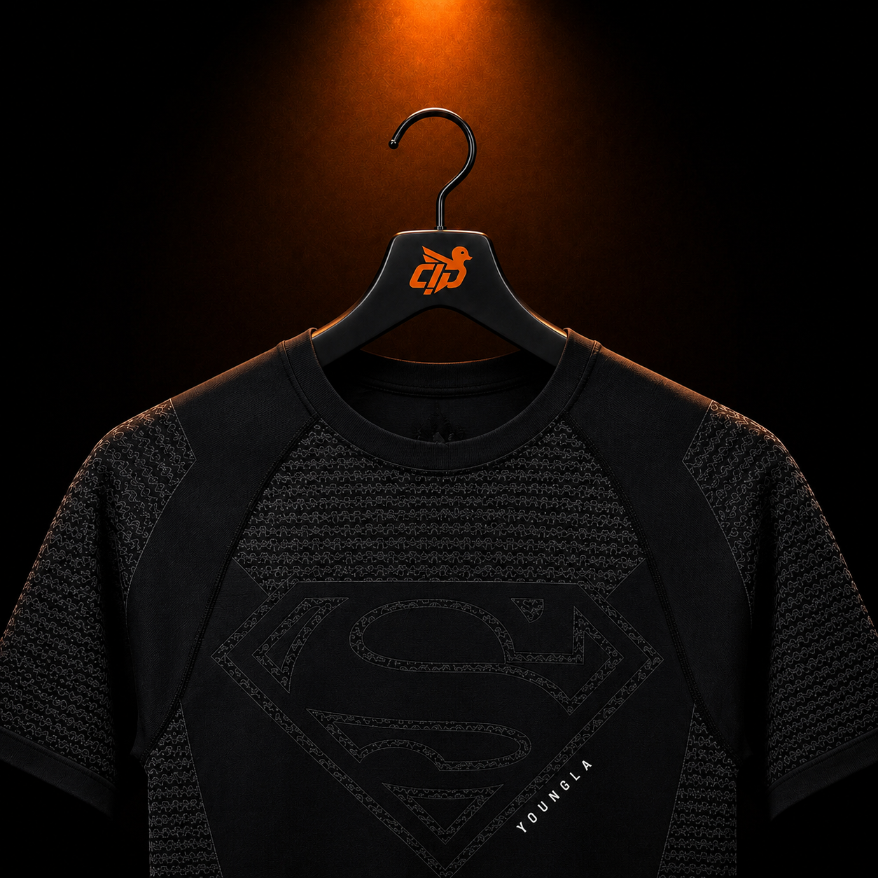 YoungLA 4117 Superman Compression Tees Black con presentación de producto — Crazy!Duck Hype