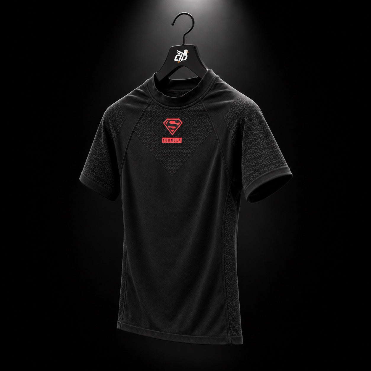 YoungLA 4117 Superman Compression Tees Black/Red, vista trasera — Crazy!Duck Hype