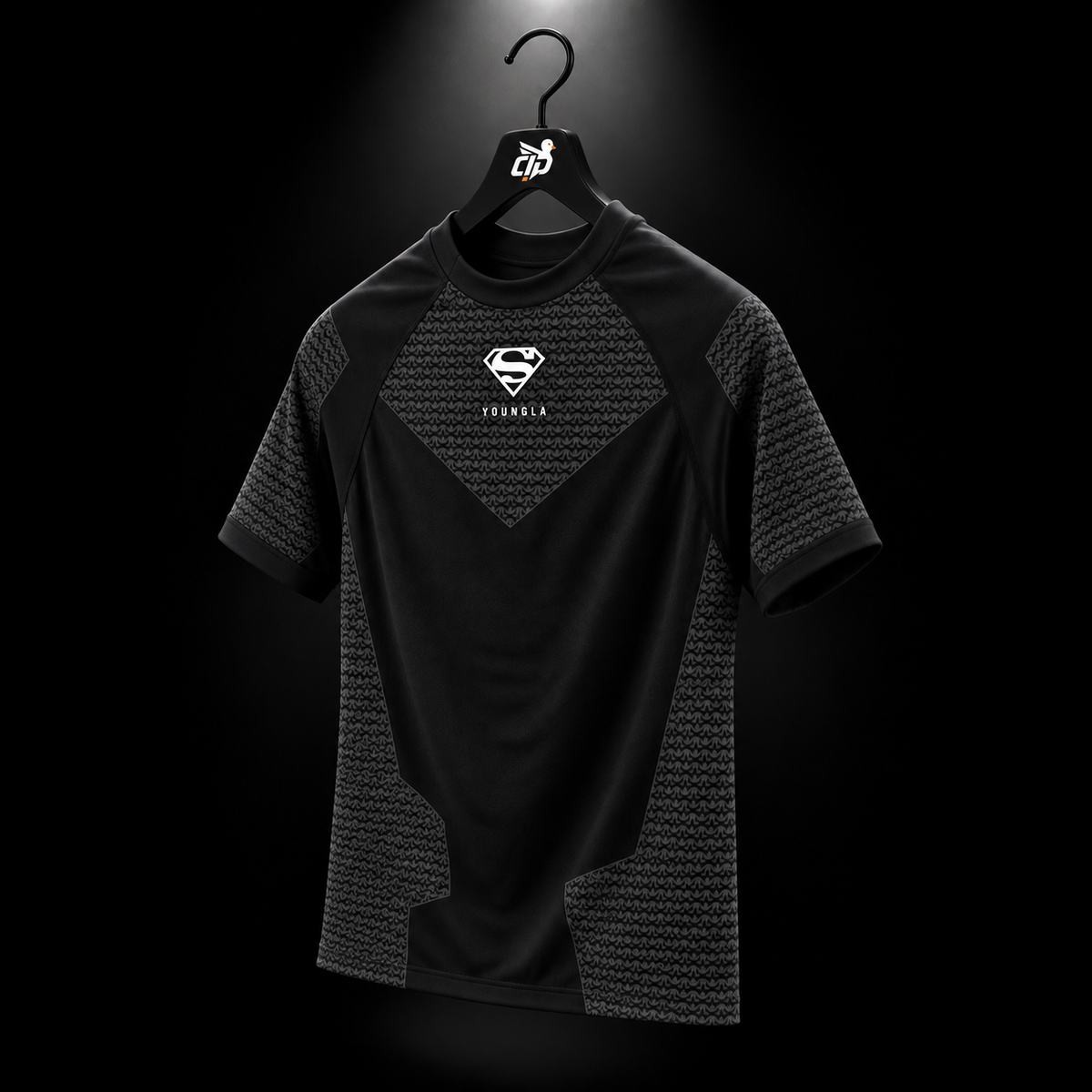 YoungLA 4117 Superman Compression Tees Black, vista trasera — Crazy!Duck Hype