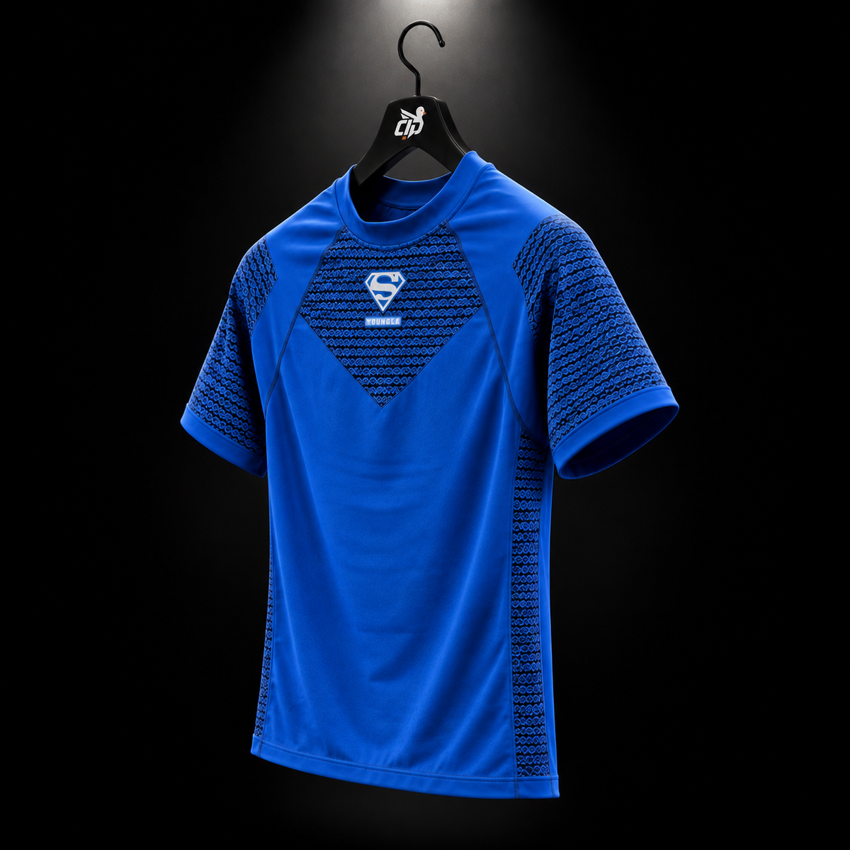 YoungLA 4117 Superman Compression Tees Blue, vista trasera — Crazy!Duck Hype