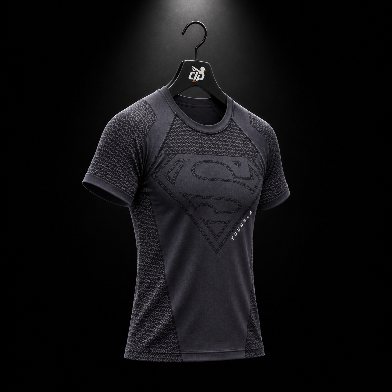 YoungLA 4117 Superman Compression Tees Charcoal, vista completa — Crazy!Duck Hype