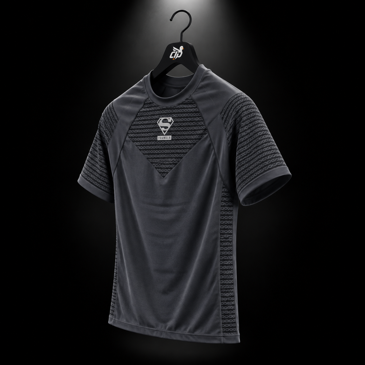 YoungLA 4117 Superman Compression Tees Charcoal, vista trasera — Crazy!Duck Hype