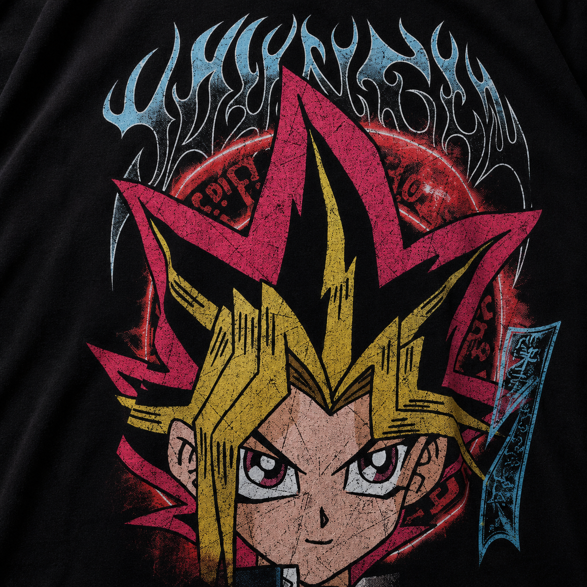 YoungLA 4123 Yu-Hi-Oh! Tees Yugi Dark Magician, detalle de estampado — Crazy!Duck Hype