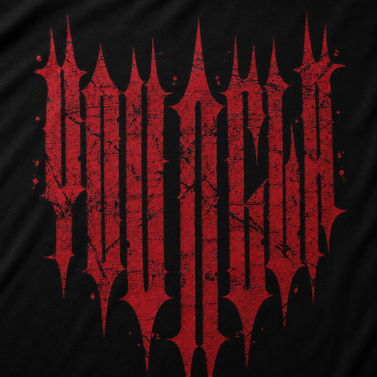 YoungLA 4156 Revenge Tees Spring '25 Black Red Wash, detalle de estampado — Crazy!Duck Hype