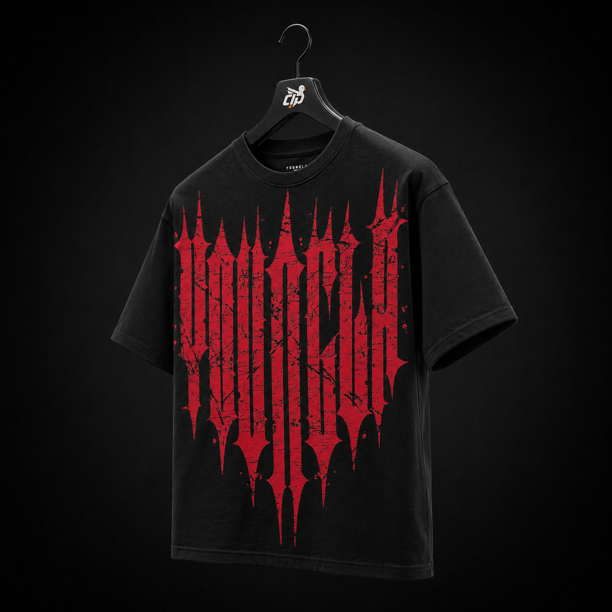 YoungLA 4156 Revenge Tees Spring '25 Black Red Wash, vista trasera — Crazy!Duck Hype