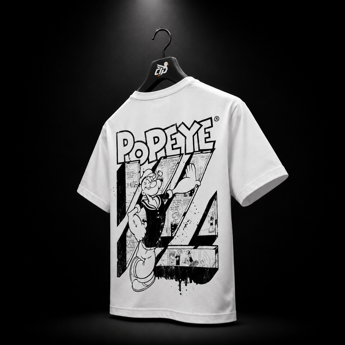 YoungLA 4195 Popeyes Tees White, vista trasera — Crazy!Duck Hype
