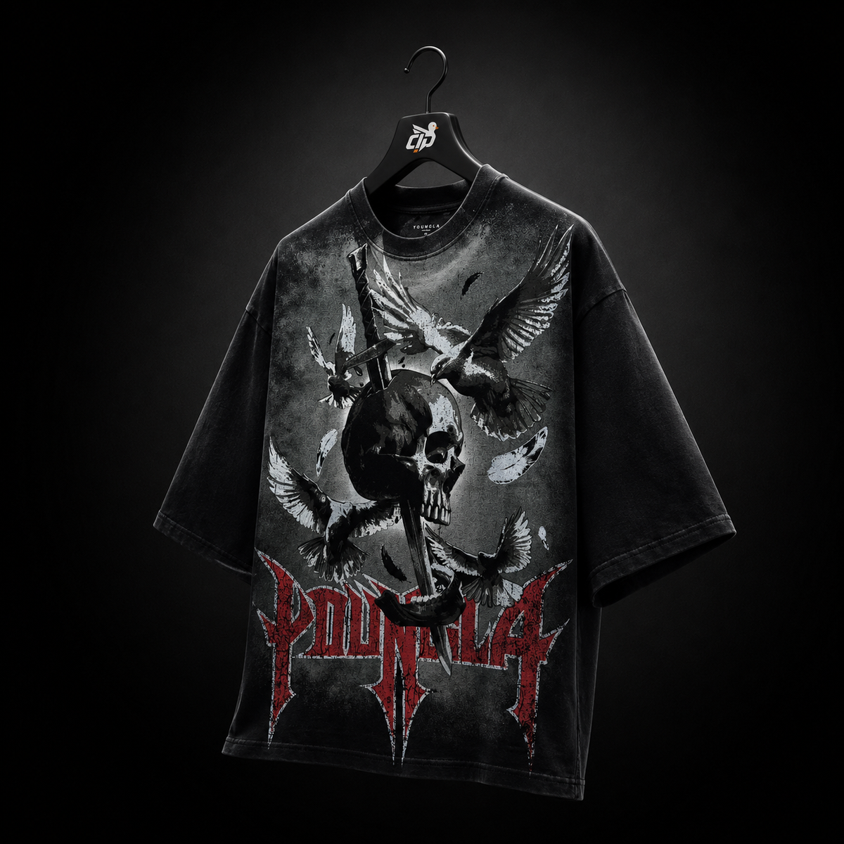 YoungLA 4201 Nocturnal Tees Skull Conquest, vista trasera — Crazy!Duck Hype