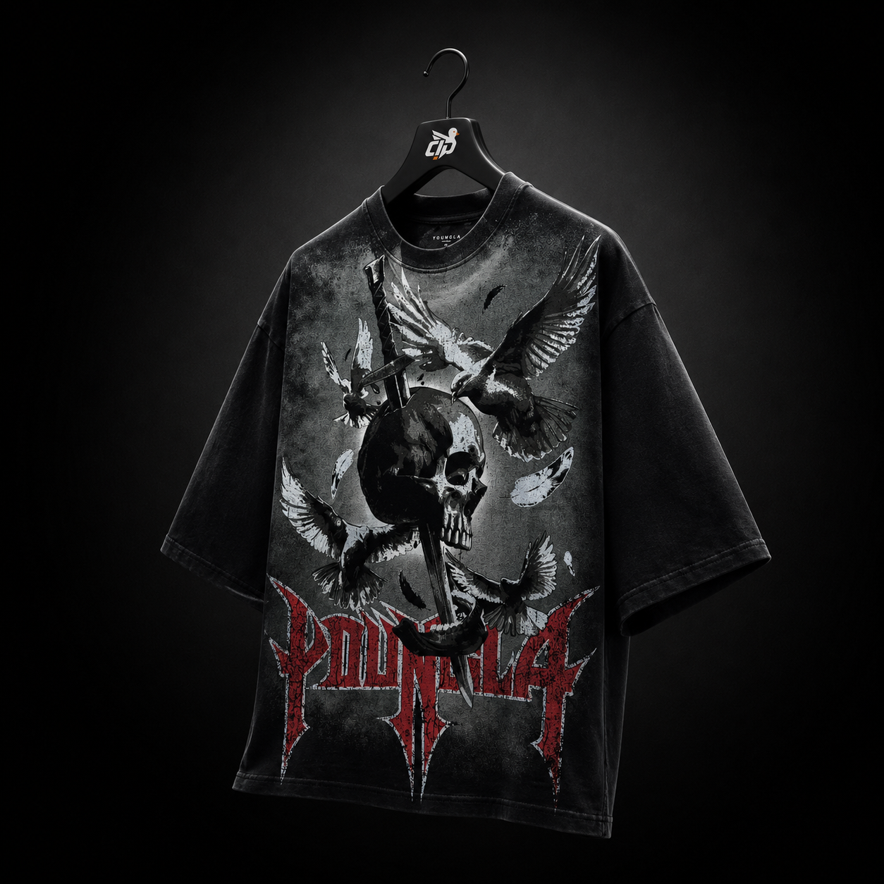 YoungLA 4201 Nocturnal Tees Skull Conquest, vista trasera — Crazy!Duck Hype