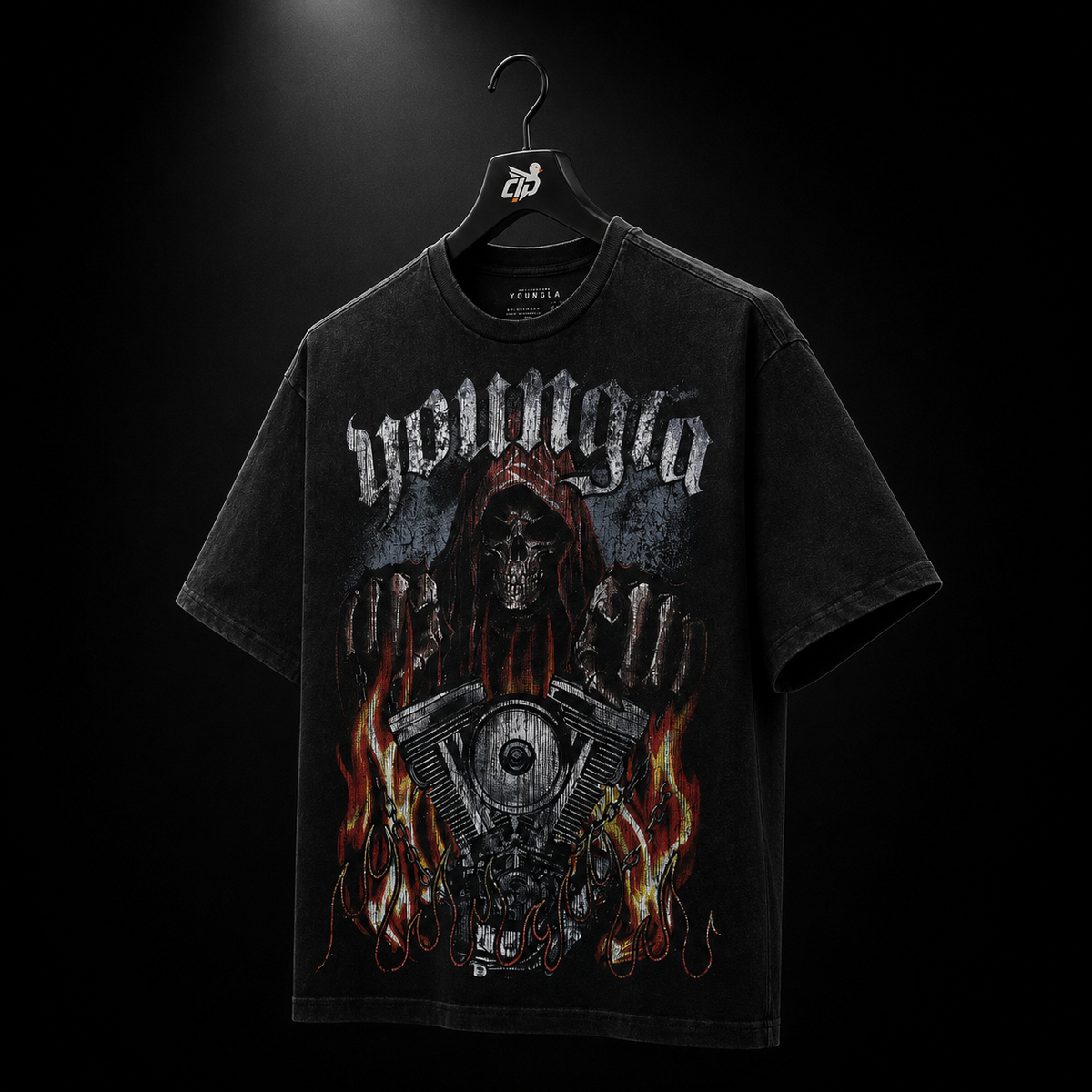 YoungLA 4205 Vintage Rock Tees Hellbound, vista 3/4 frontal — Crazy!Duck Hype