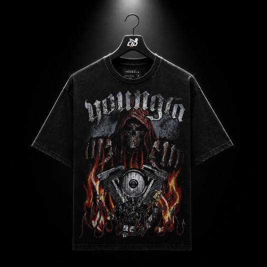 YoungLA 4205 Vintage Rock Tees Hellbound, vista frontal — Crazy!Duck Hype