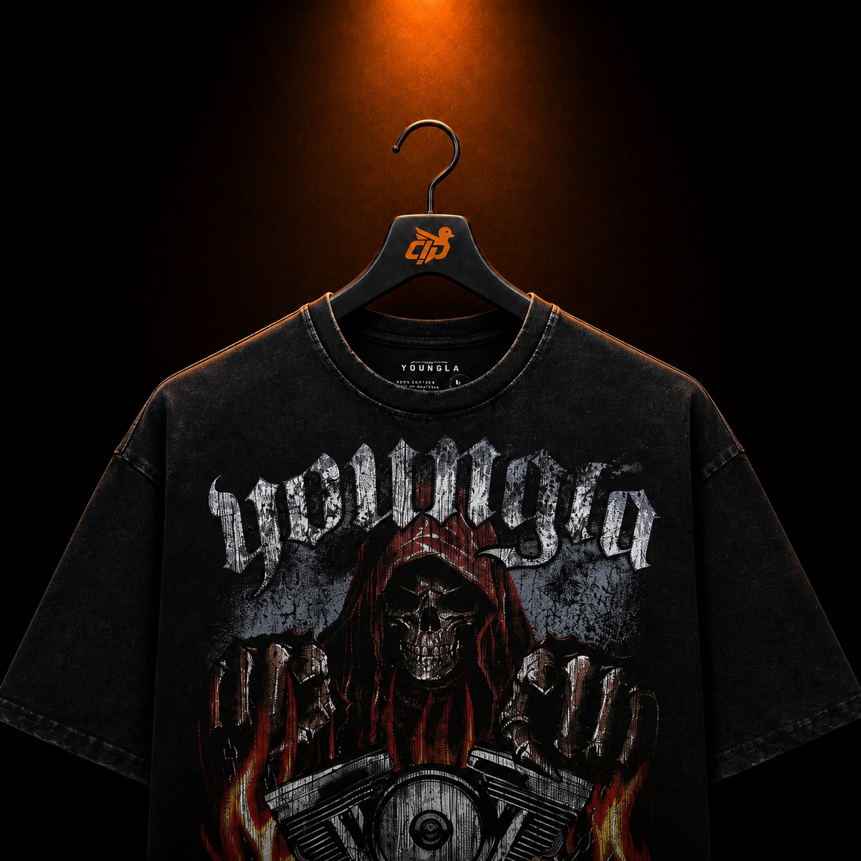 YoungLA 4205 Vintage Rock Tees Hellbound con presentación de producto — Crazy!Duck Hype