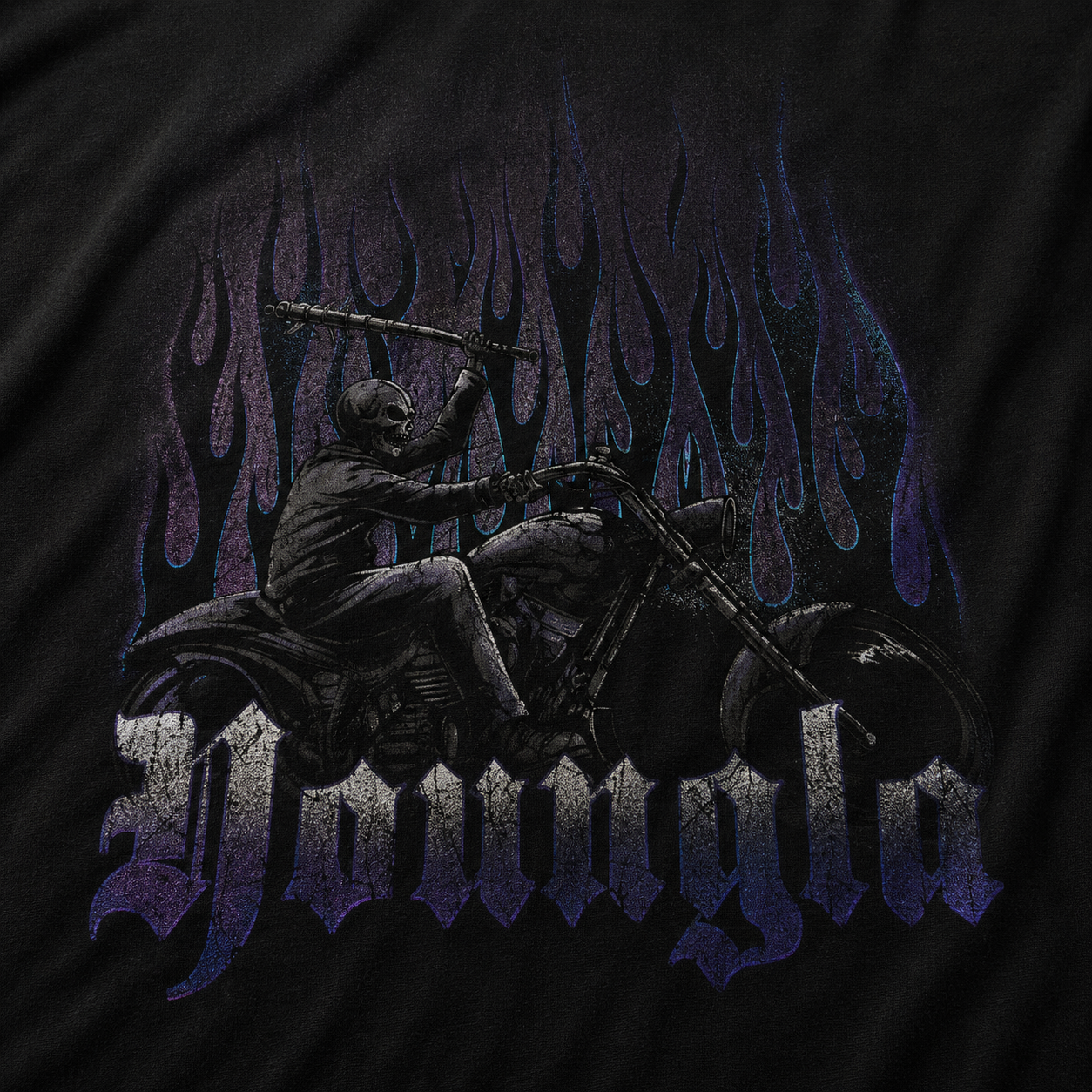 YoungLA 4205 Vintage Rock Tees Hellrider, detalle de estampado — Crazy!Duck Hype