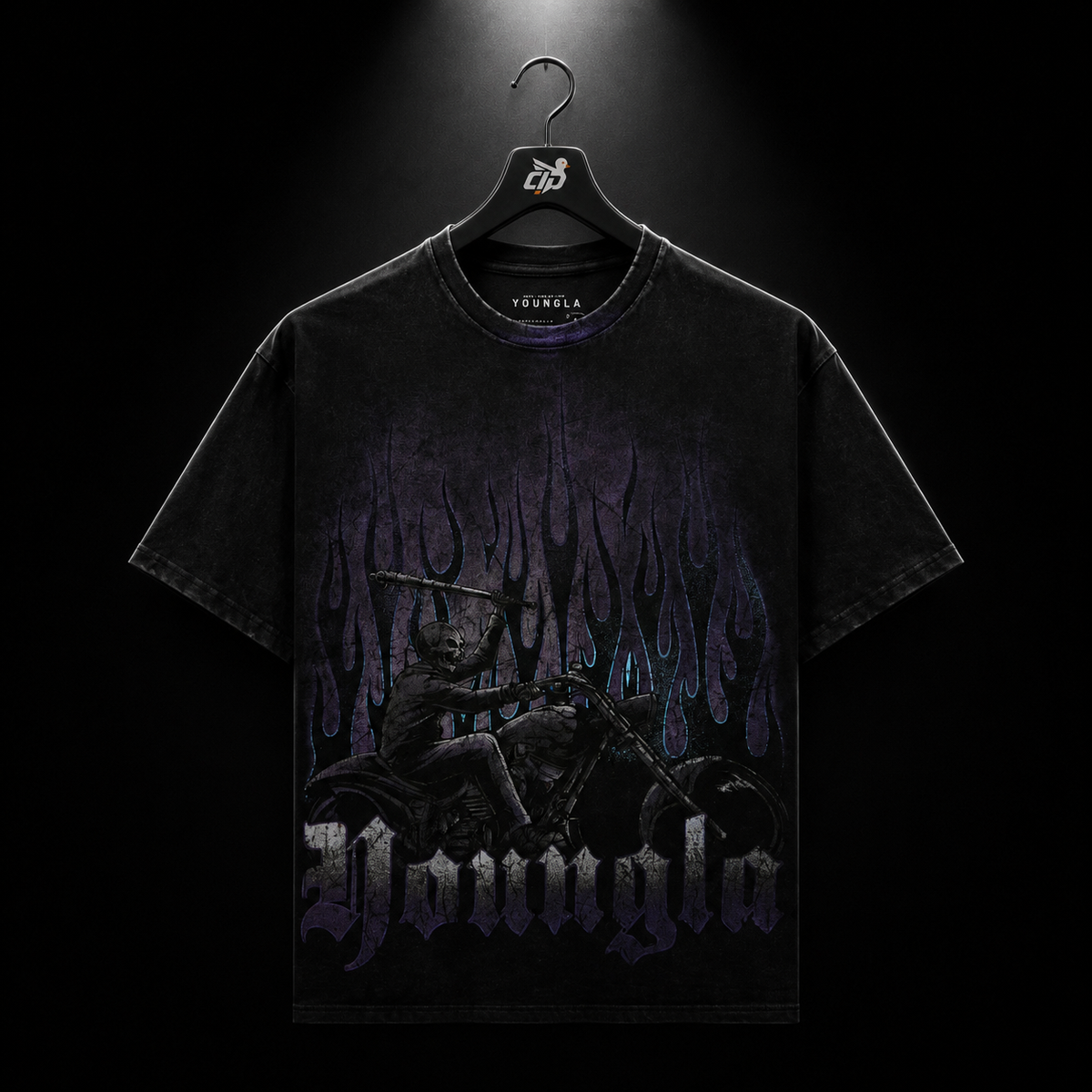 YoungLA 4205 Vintage Rock Tees Hellrider, vista frontal — Crazy!Duck Hype