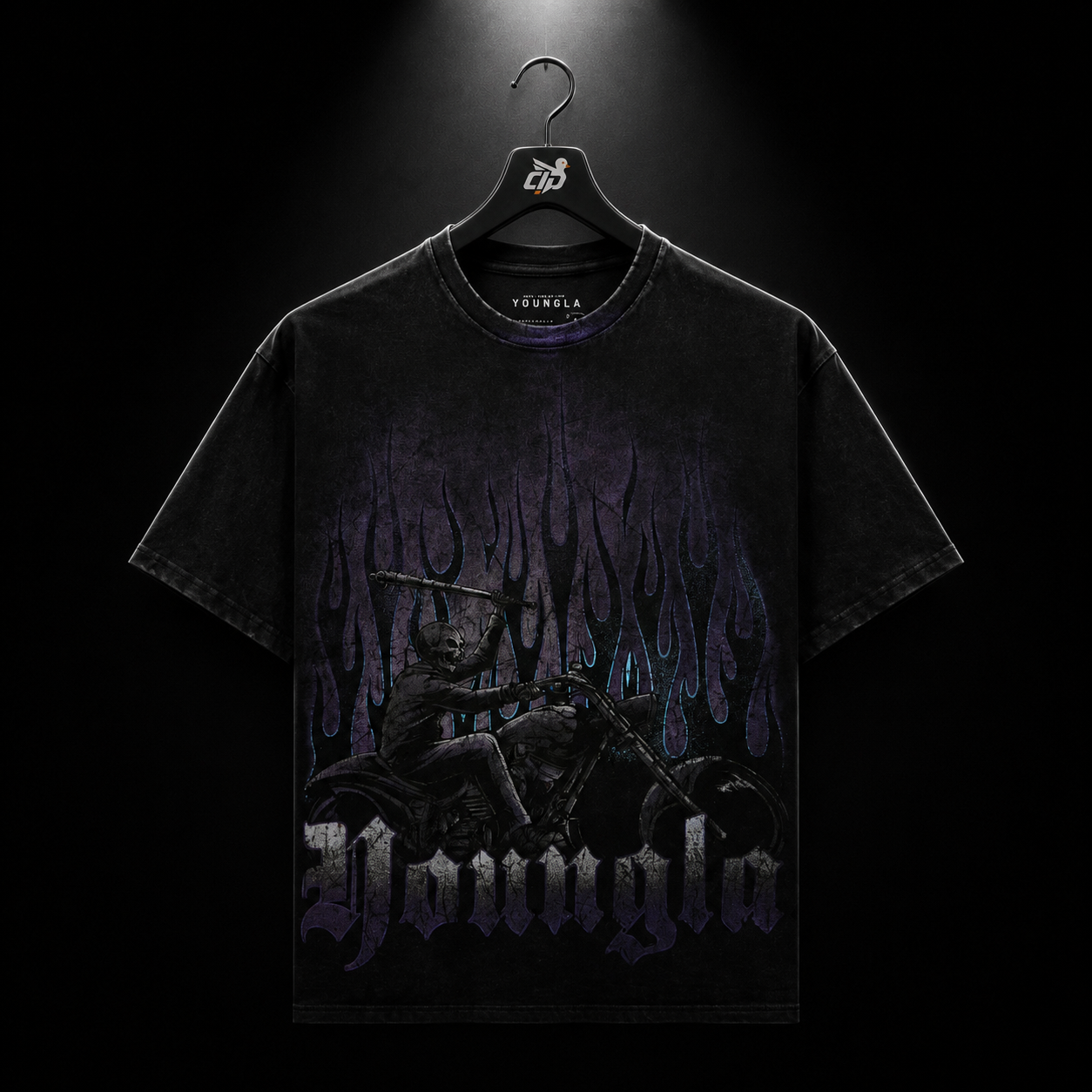 YoungLA 4205 Vintage Rock Tees Hellrider, vista frontal — Crazy!Duck Hype