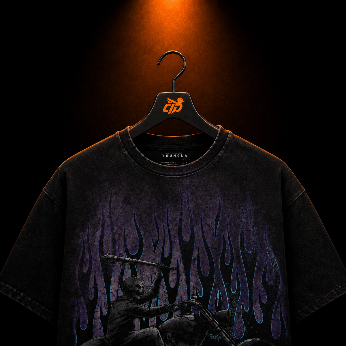 YoungLA 4205 Vintage Rock Tees Hellrider con presentación de producto — Crazy!Duck Hype