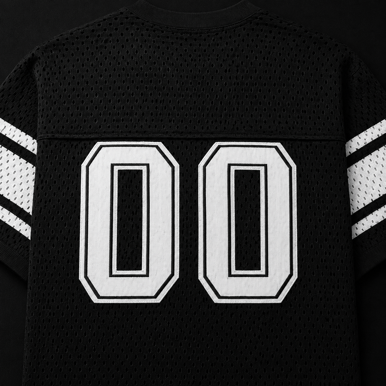 YoungLA 4226 Varsity Knit Jersey Black, detalle de logo y material — Crazy!Duck Hype