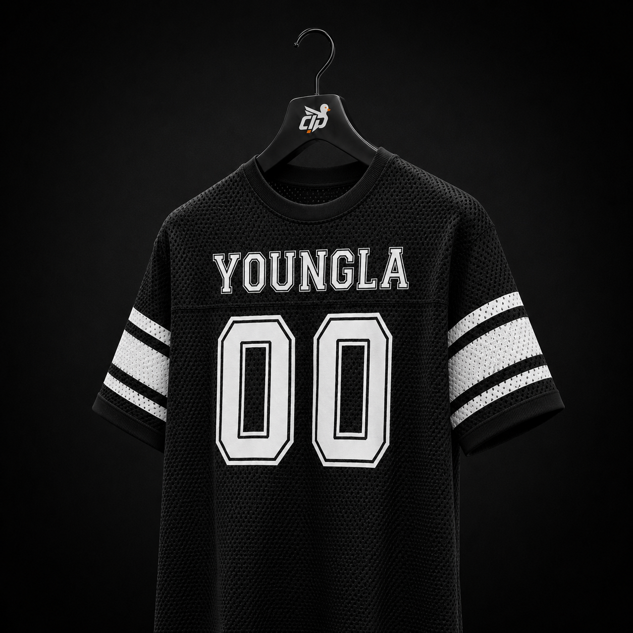 YoungLA 4226 Varsity Knit Jersey Black, vista frontal — Crazy!Duck Hype