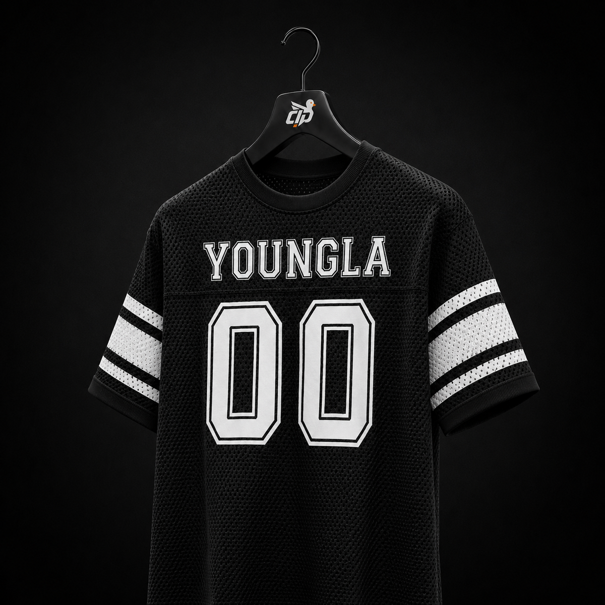 YoungLA 4226 Varsity Knit Jersey Black, vista frontal — Crazy!Duck Hype
