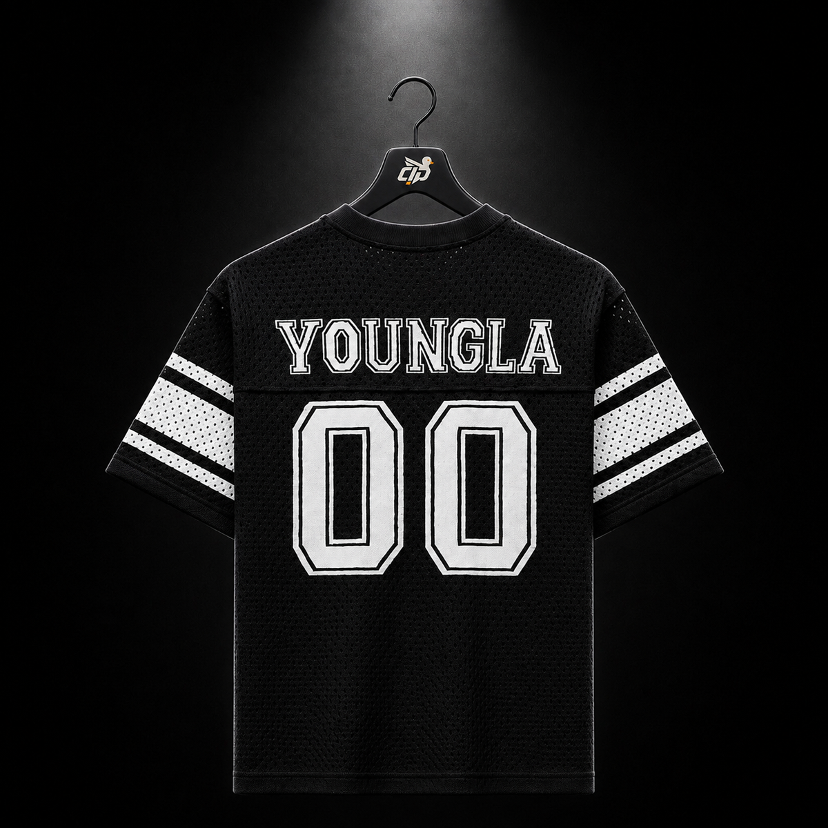 YoungLA 4226 Varsity Knit Jersey Black, vista trasera — Crazy!Duck Hype