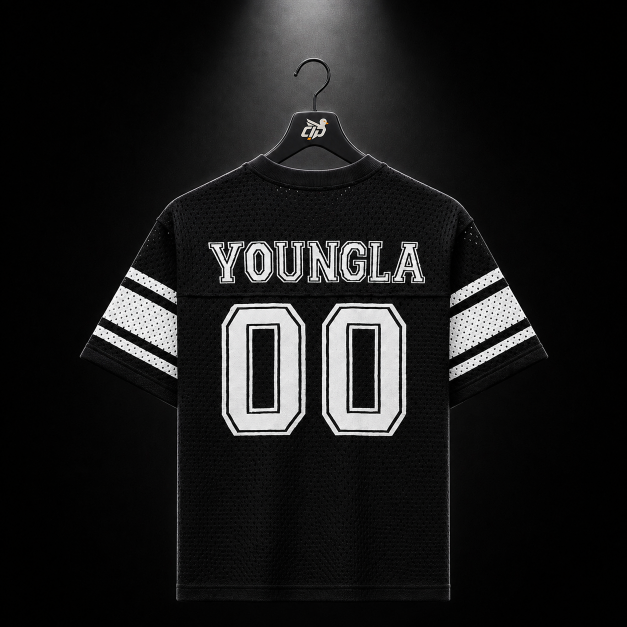 YoungLA 4226 Varsity Knit Jersey Black, vista trasera — Crazy!Duck Hype