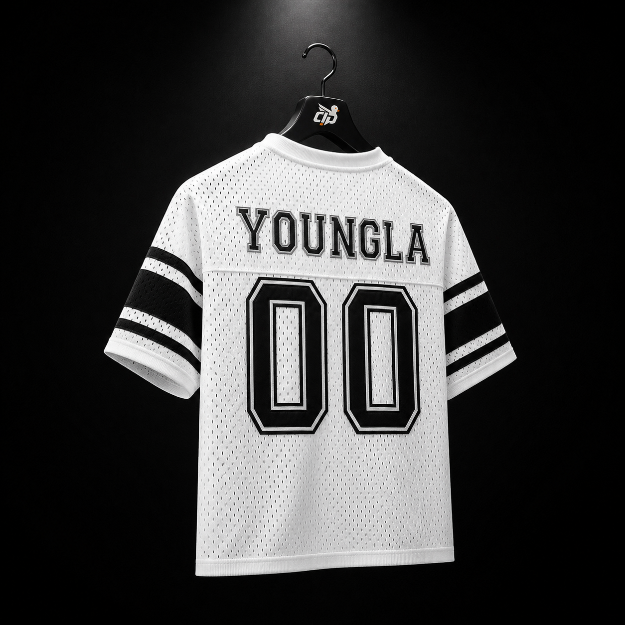 YoungLA 4226 Varsity Knit Jersey White, vista completa — Crazy!Duck Hype