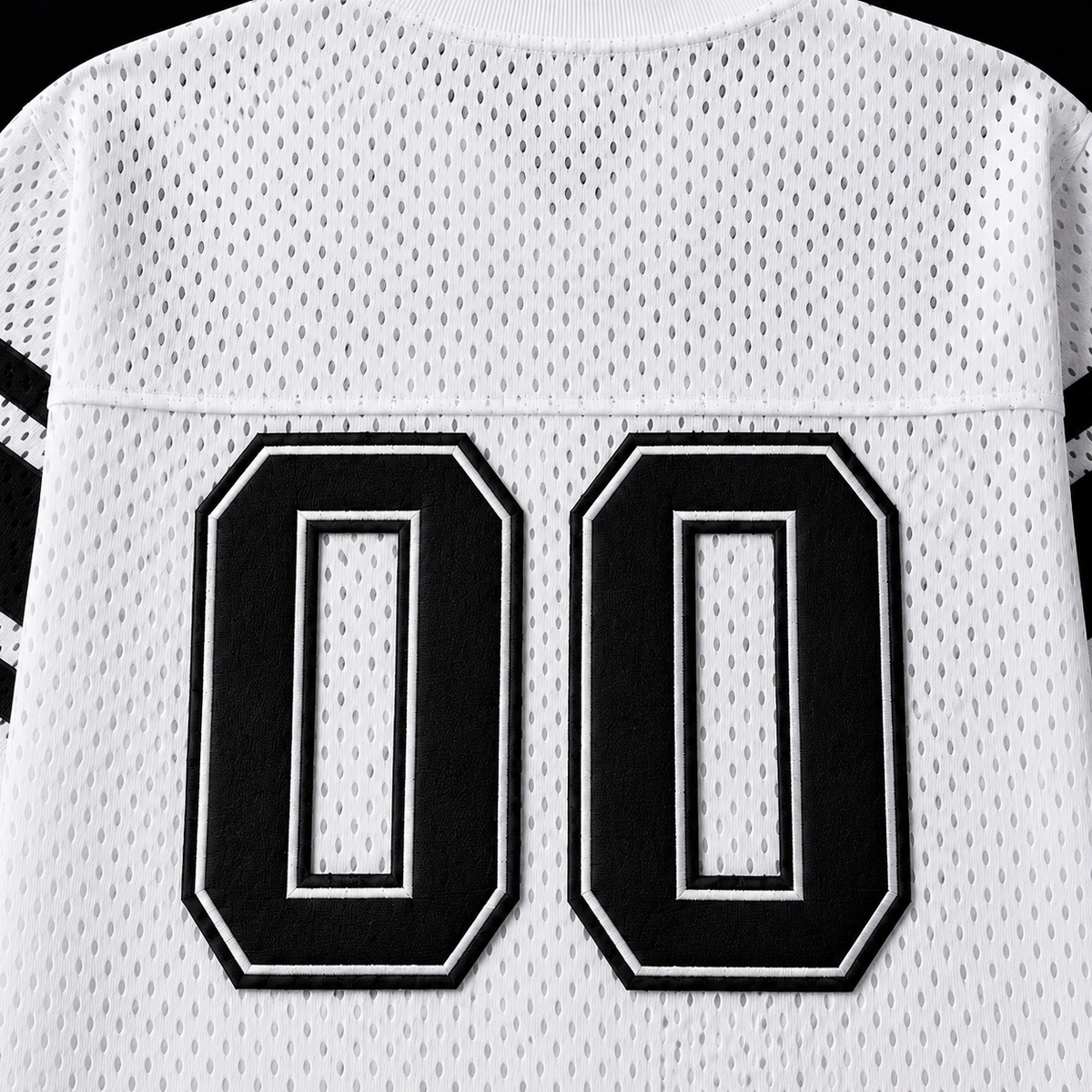 YoungLA 4226 Varsity Knit Jersey White, detalle de logo y material — Crazy!Duck Hype