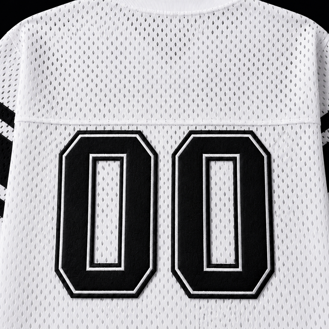 YoungLA 4226 Varsity Knit Jersey White, detalle de logo y material — Crazy!Duck Hype
