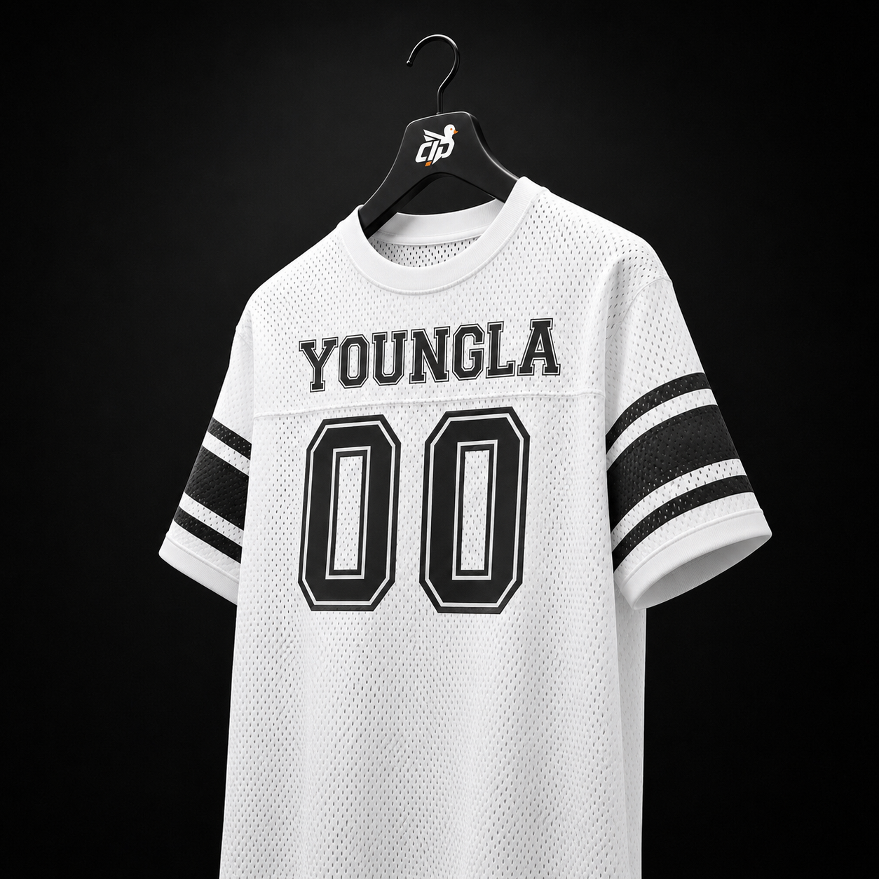 YoungLA 4226 Varsity Knit Jersey White, vista frontal — Crazy!Duck Hype
