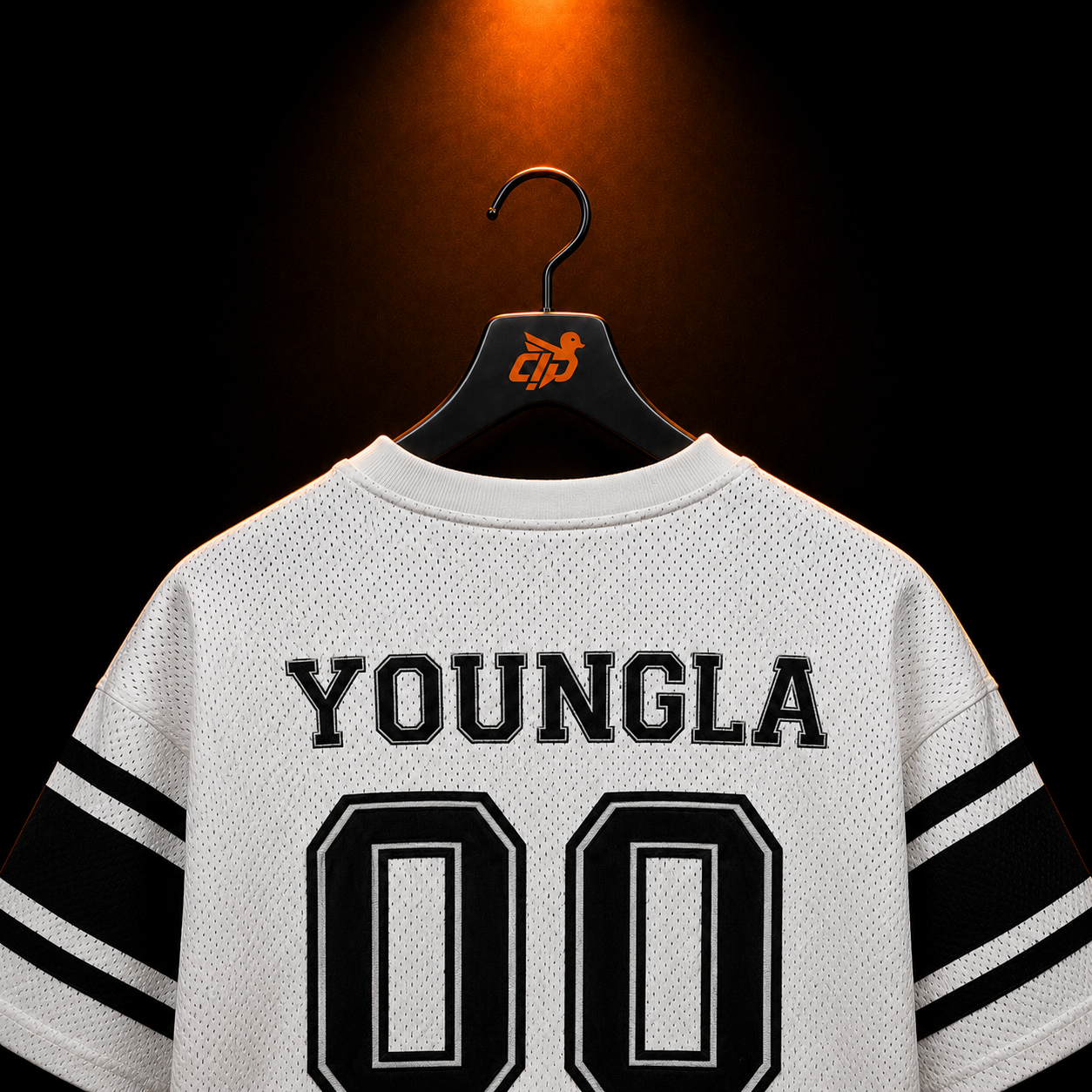 YoungLA 4226 Varsity Knit Jersey White con presentación de producto — Crazy!Duck Hype