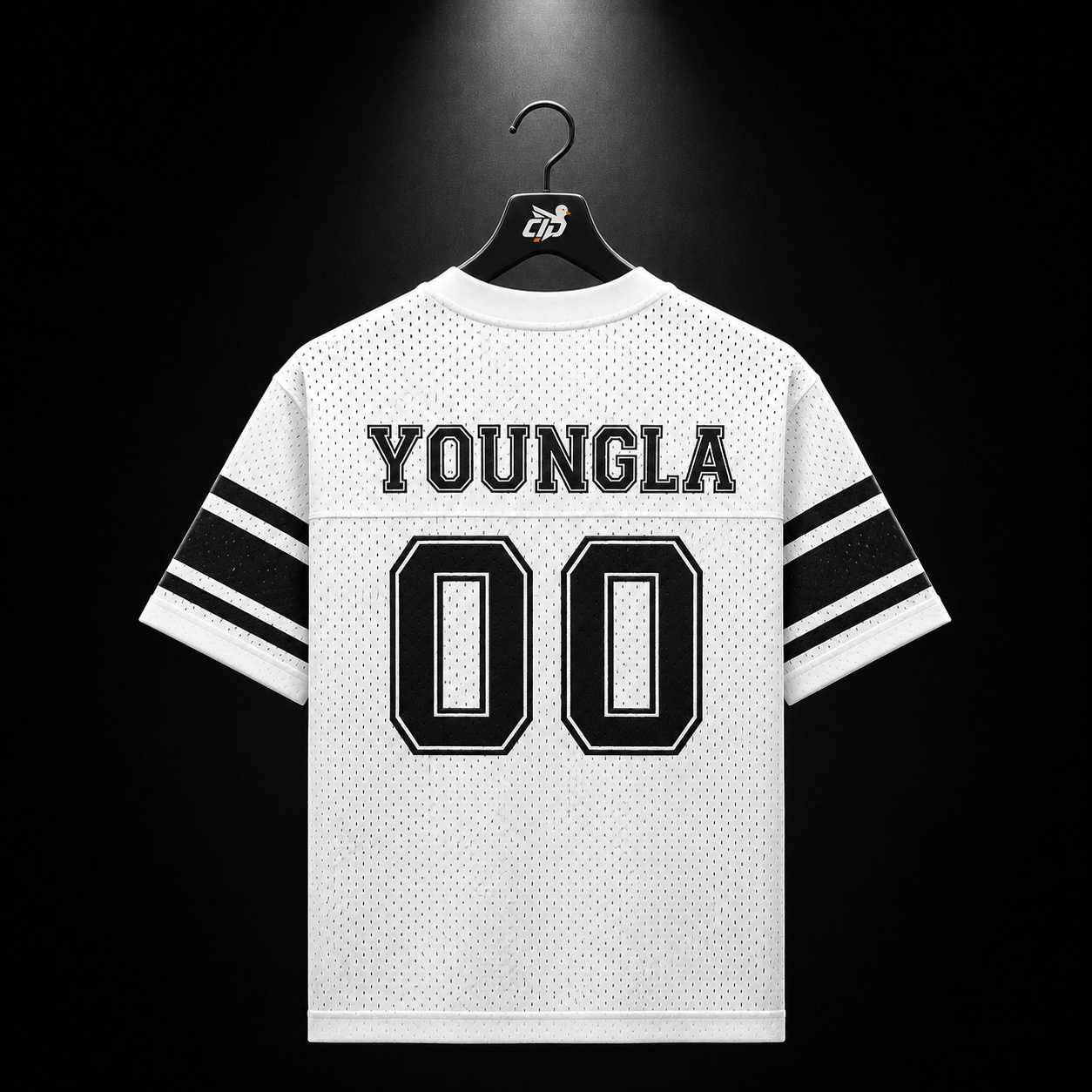 YoungLA 4226 Varsity Knit Jersey White, vista trasera — Crazy!Duck Hype