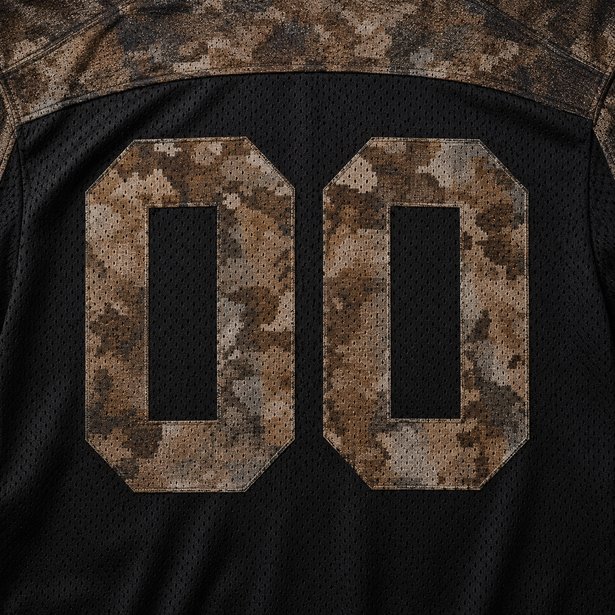 YoungLA 4237 Double-Zero Jersey Black Tree Camo, detalle de estampado — Crazy!Duck Hype