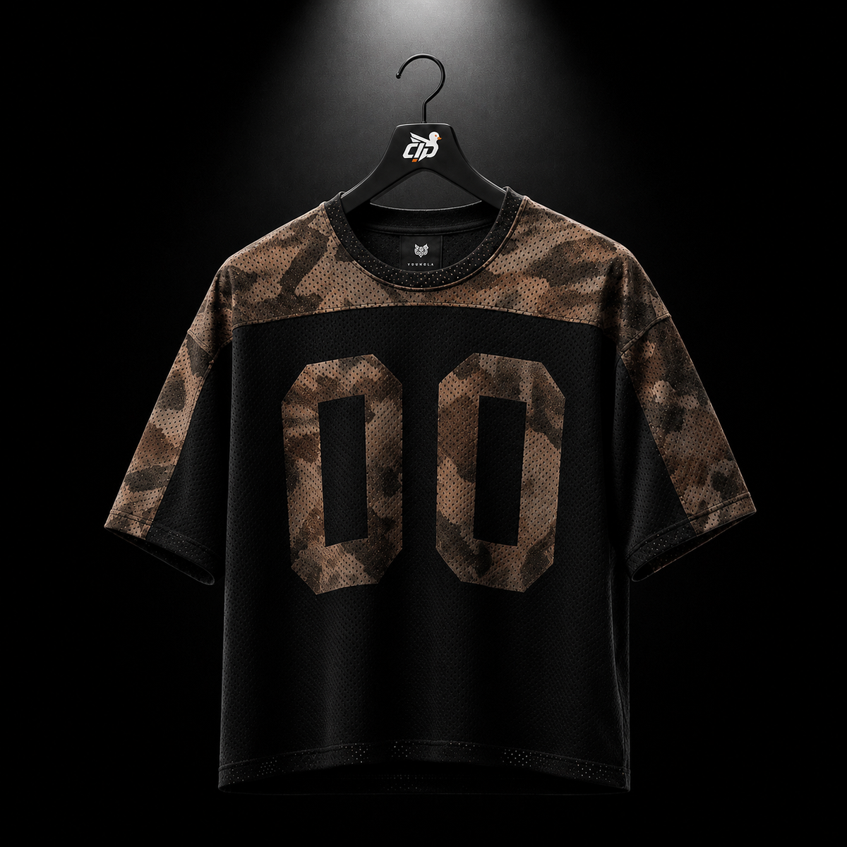 YoungLA 4237 Double-Zero Jersey Black Tree Camo, vista frontal — Crazy!Duck Hype