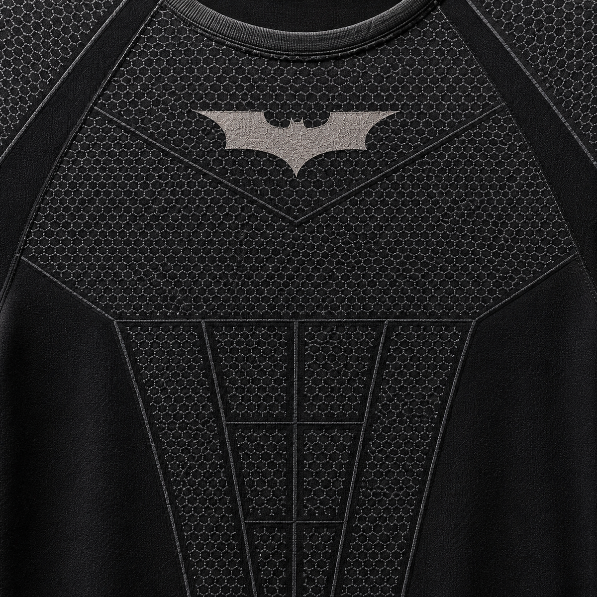 YoungLA 4259 Batman Compression Tees Black, detalle de estampado — Crazy!Duck Hype