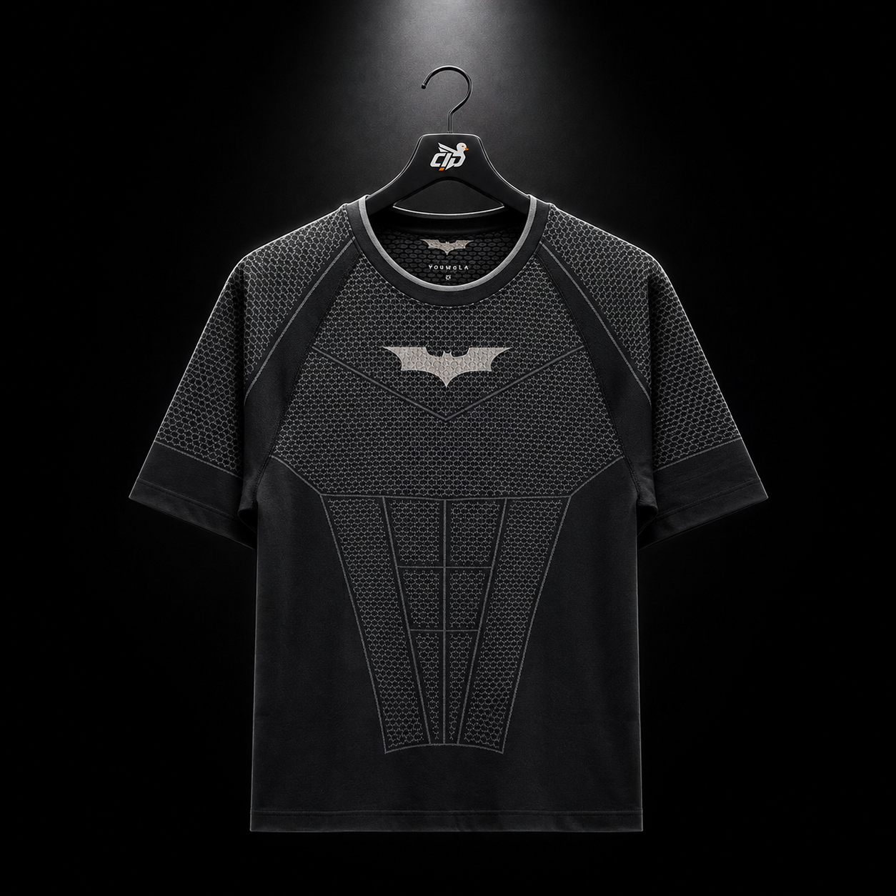YoungLA 4259 Batman Compression Tees Black, vista frontal — Crazy!Duck Hype
