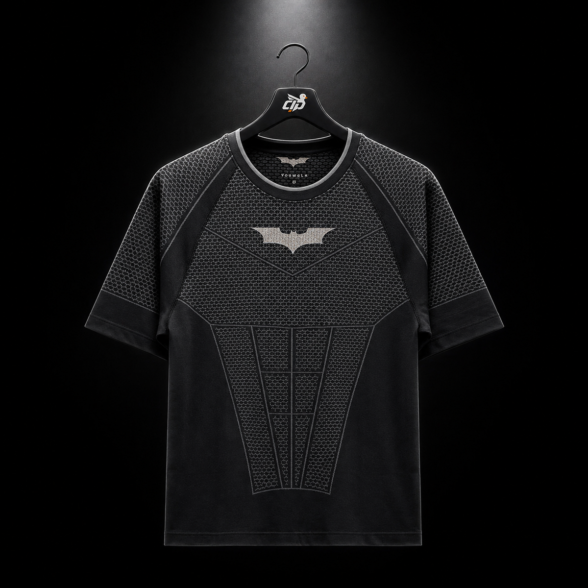 YoungLA 4259 Batman Compression Tees Black, vista frontal — Crazy!Duck Hype