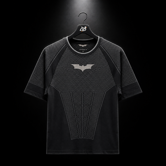 YoungLA 4259 Batman Compression Tees Black, vista frontal — Crazy!Duck Hype