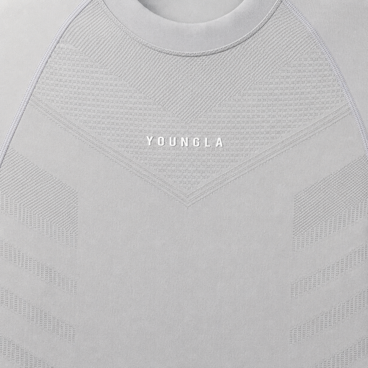 YoungLA 475 Supervillain Compression Tees Grey, detalle de logo y material — Crazy!Duck Hype