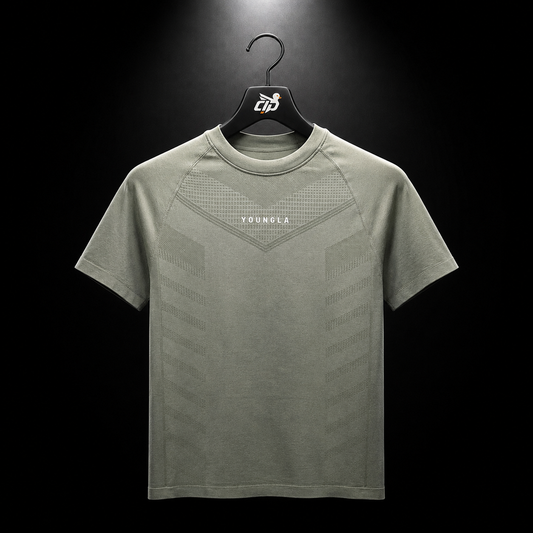 YoungLA 475 Supervillain Compression Tees Olive, vista frontal — Crazy!Duck Hype