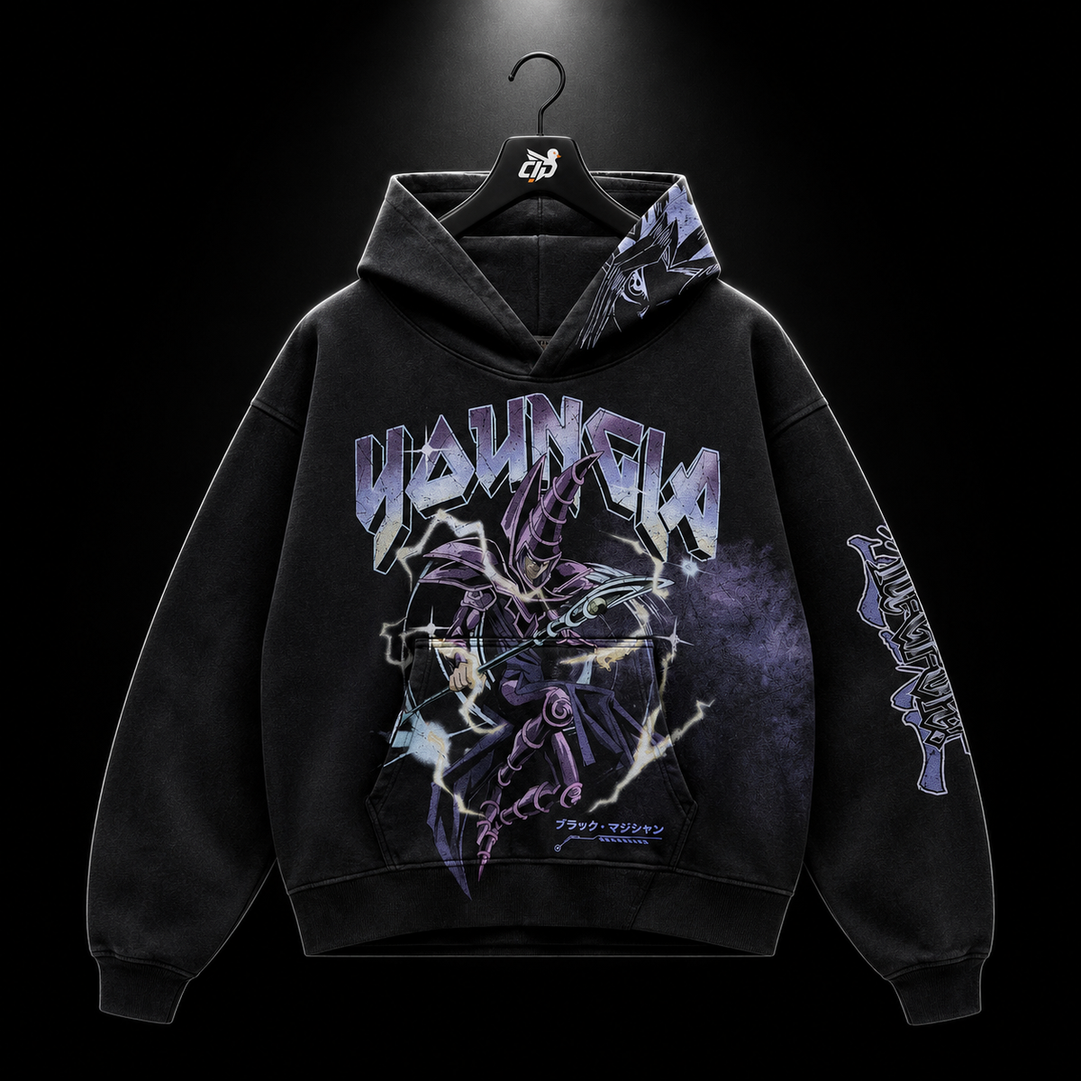 YoungLA 5008 Yu-Hi-Oh! Hoodies Dark Magician, vista frontal — Crazy!Duck Hype