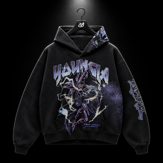 YoungLA 5008 Yu-Hi-Oh! Hoodies Dark Magician, vista frontal — Crazy!Duck Hype