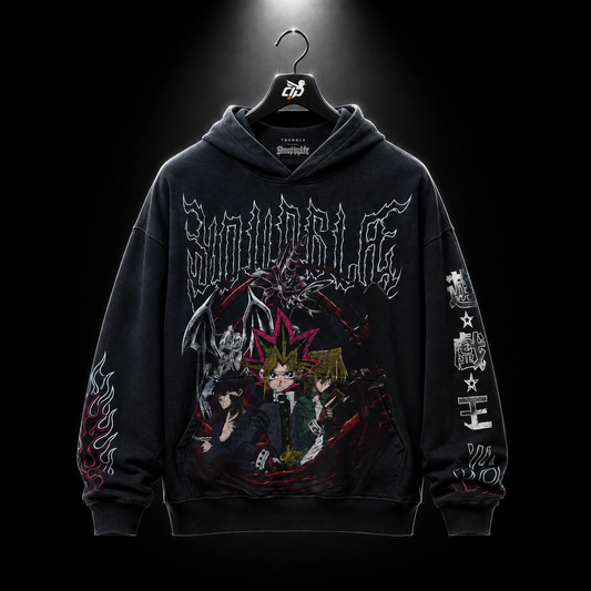 YoungLA 5008 Yu-Hi-Oh! Hoodies Duelist Trio, vista frontal — Crazy!Duck Hype