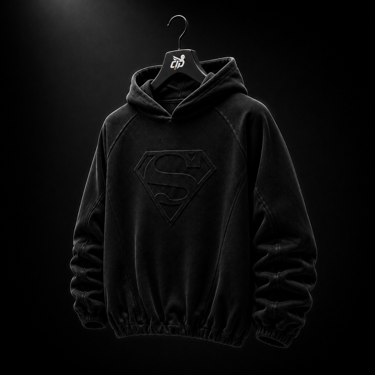 YoungLA 5094 Superman Shield Hoodies Black Wash, vista trasera — Crazy!Duck Hype
