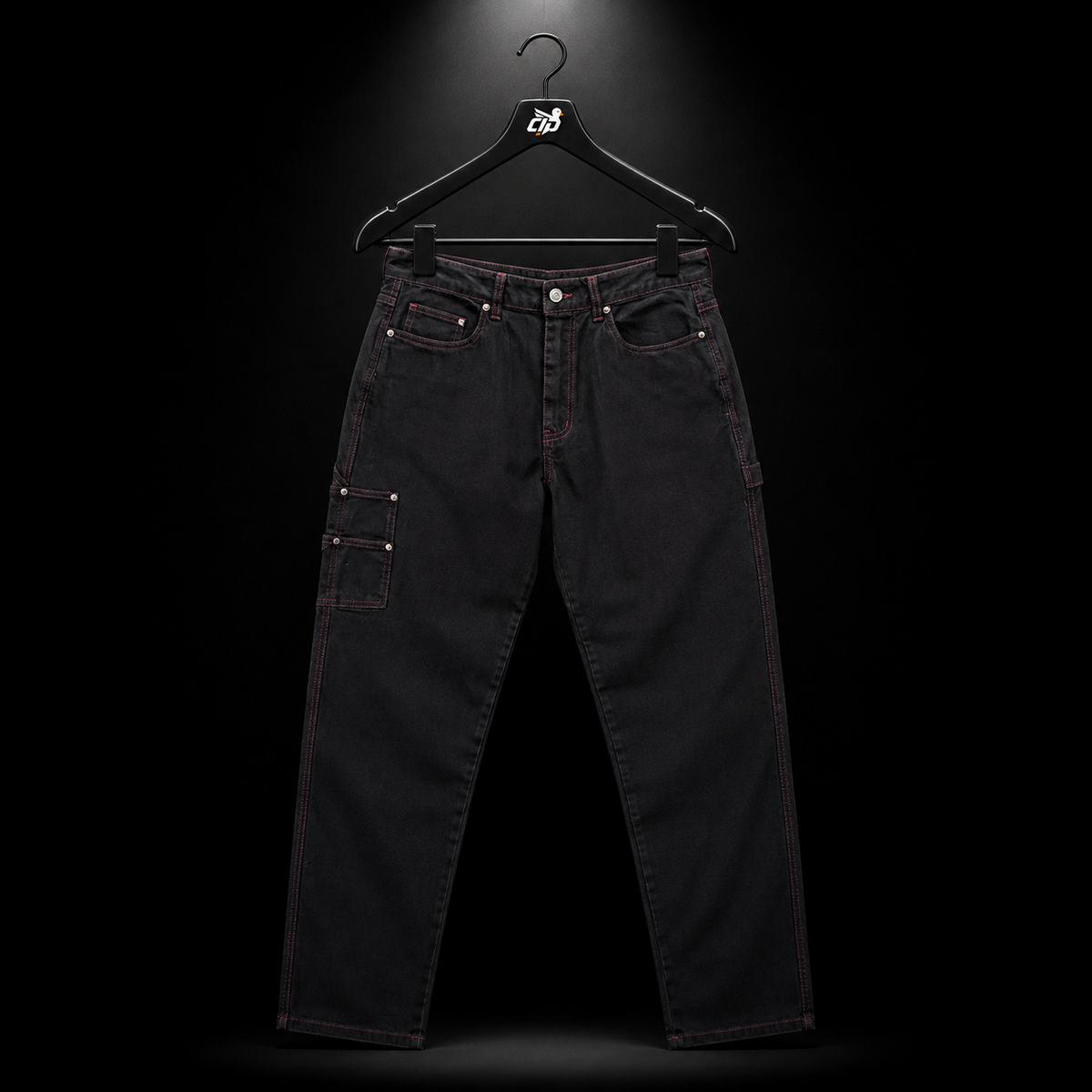 YoungLA 611 Baggy Ass Jeans Black, vista frontal — Crazy!Duck Hype