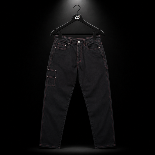 YoungLA 611 Baggy Ass Jeans Black, vista frontal — Crazy!Duck Hype