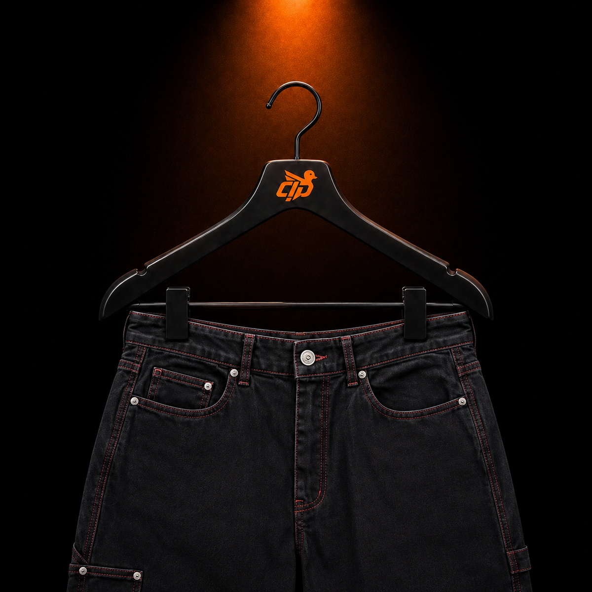 YoungLA 611 Baggy Ass Jeans Black con presentación de producto — Crazy!Duck Hype