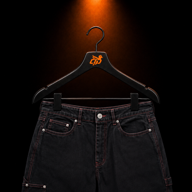 YoungLA 611 Baggy Ass Jeans Black con presentación de producto — Crazy!Duck Hype