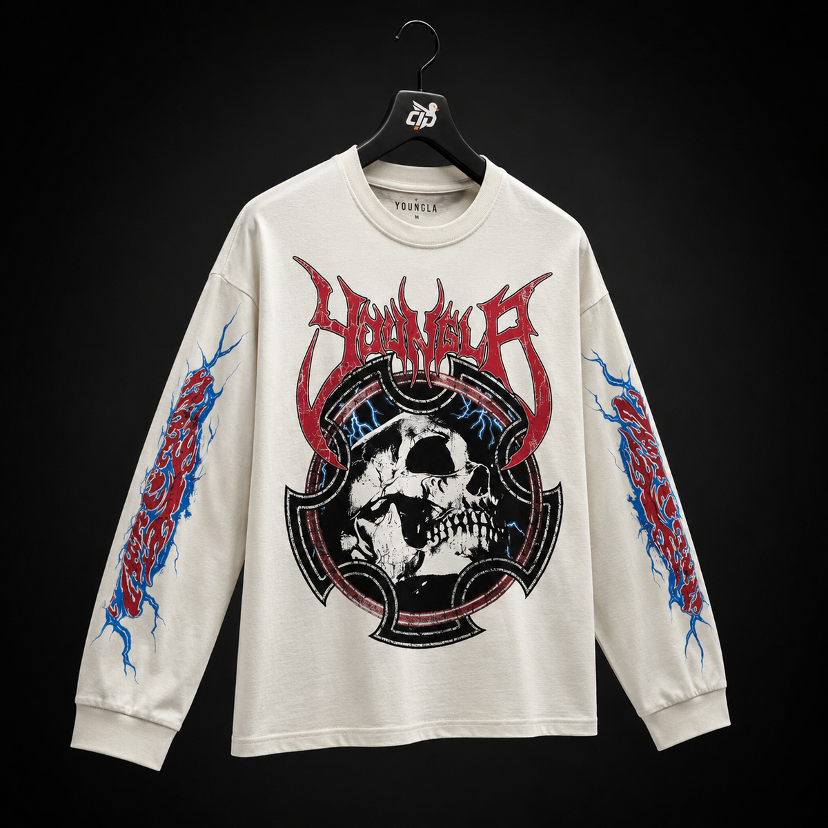 YoungLA 8012 Outcast Longsleeves Beige, vista completa — Crazy!Duck Hype