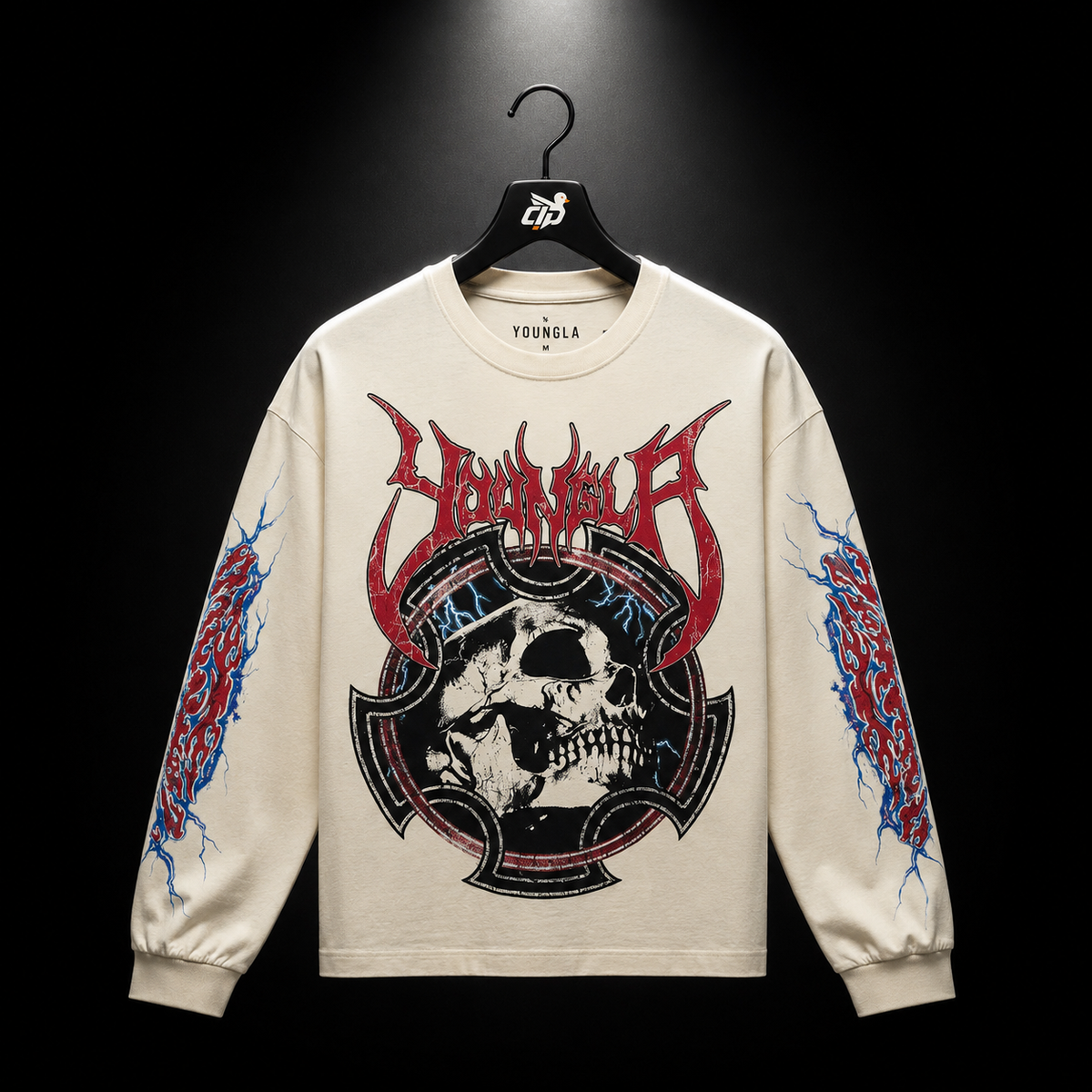 YoungLA 8012 Outcast Longsleeves Beige, vista frontal — Crazy!Duck Hype