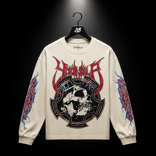 YoungLA 8012 Outcast Longsleeves Beige, vista frontal — Crazy!Duck Hype